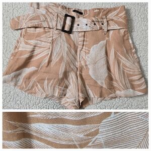 Tahari Linen High Waisted Shorts Size S Tropical Print